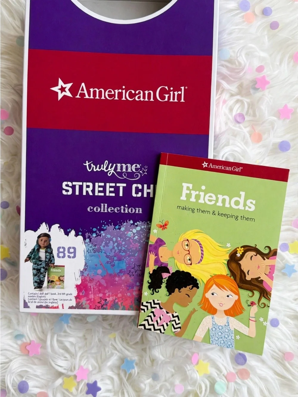 American Girl Doll in Blue and Green Camo Jogger Set with Matching Shoes